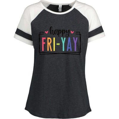 Happy FriYay Friday Lovers Fun Teacher Enza Ladies Jersey Colorblock Tee