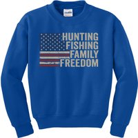 Hunting Fishing Family And Freedom / Usa Flag Fisher Hunter Cool Gift Kids Sweatshirt