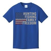 Hunting Fishing Family And Freedom / Usa Flag Fisher Hunter Cool Gift Kids T-Shirt