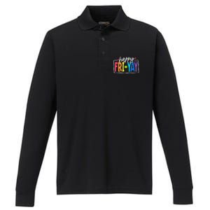 Happy Friyay Friday Funny Teacher Friyay Teacher Gift Performance Long Sleeve Polo