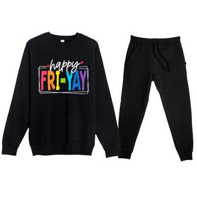 Happy Friyay Friday Funny Teacher Friyay Teacher Gift Premium Crewneck Sweatsuit Set