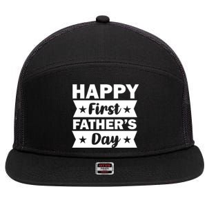 Happy First Father's Day 7 Panel Mesh Trucker Snapback Hat