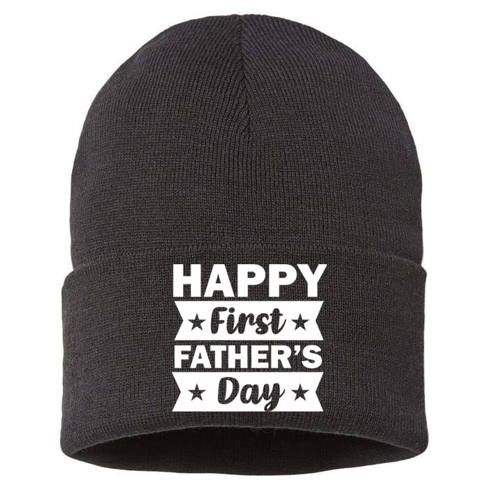 Happy First Father's Day Sustainable Knit Beanie