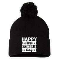 Happy First Father's Day Pom Pom 12in Knit Beanie