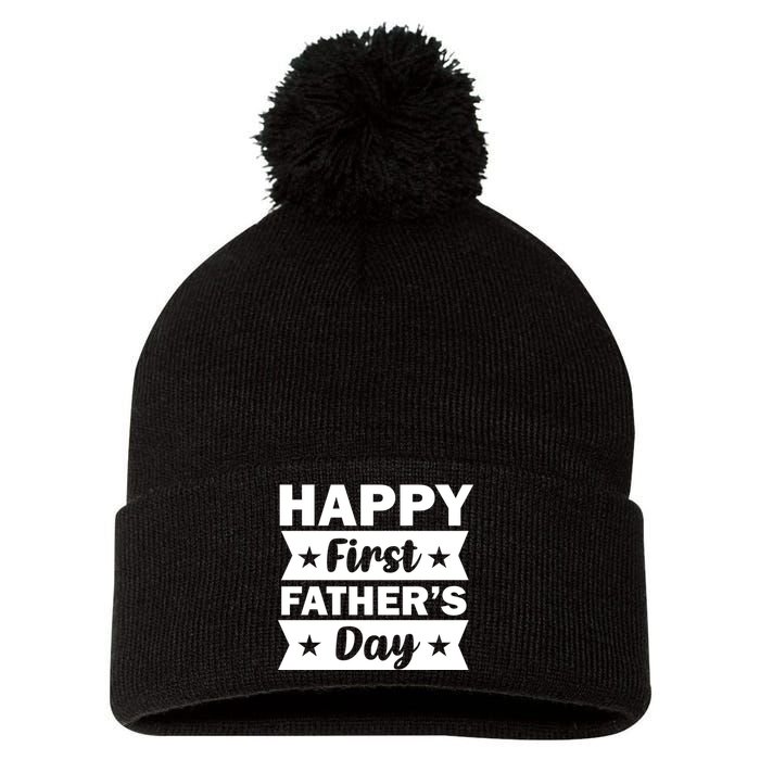 Happy First Father's Day Pom Pom 12in Knit Beanie