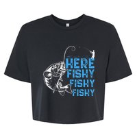 Here Fishy Funny Fishkeeping Aquarist Aquarium Graphic Bella+Canvas Jersey Crop Tee