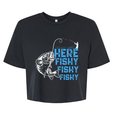 Here Fishy Funny Fishkeeping Aquarist Aquarium Graphic Bella+Canvas Jersey Crop Tee