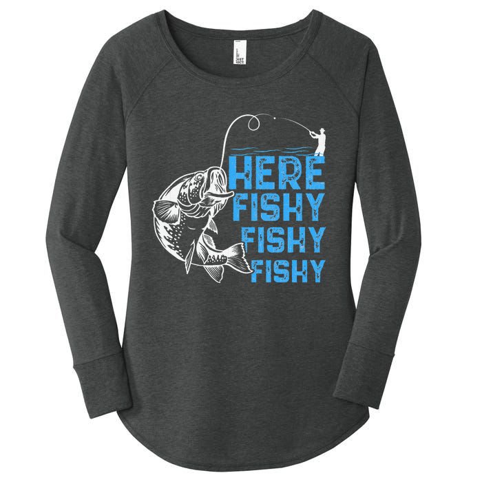 Here Fishy Funny Fishkeeping Aquarist Aquarium Graphic Women's Perfect Tri Tunic Long Sleeve Shirt