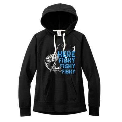 Here Fishy Funny Fishkeeping Aquarist Aquarium Graphic Women's Fleece Hoodie