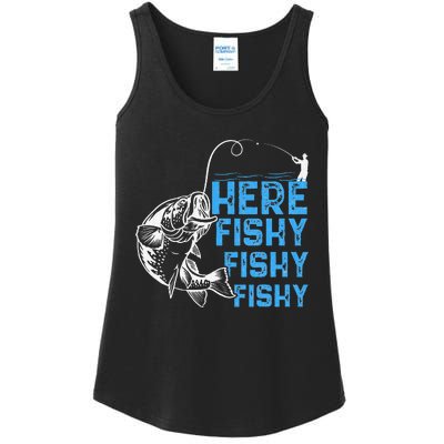 Here Fishy Funny Fishkeeping Aquarist Aquarium Graphic Ladies Essential Tank