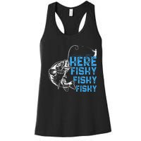 Here Fishy Funny Fishkeeping Aquarist Aquarium Graphic Women's Racerback Tank