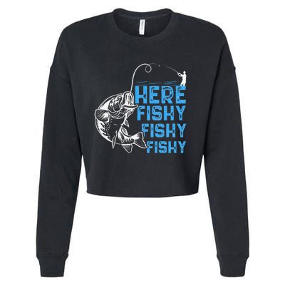 Here Fishy Funny Fishkeeping Aquarist Aquarium Graphic Cropped Pullover Crew