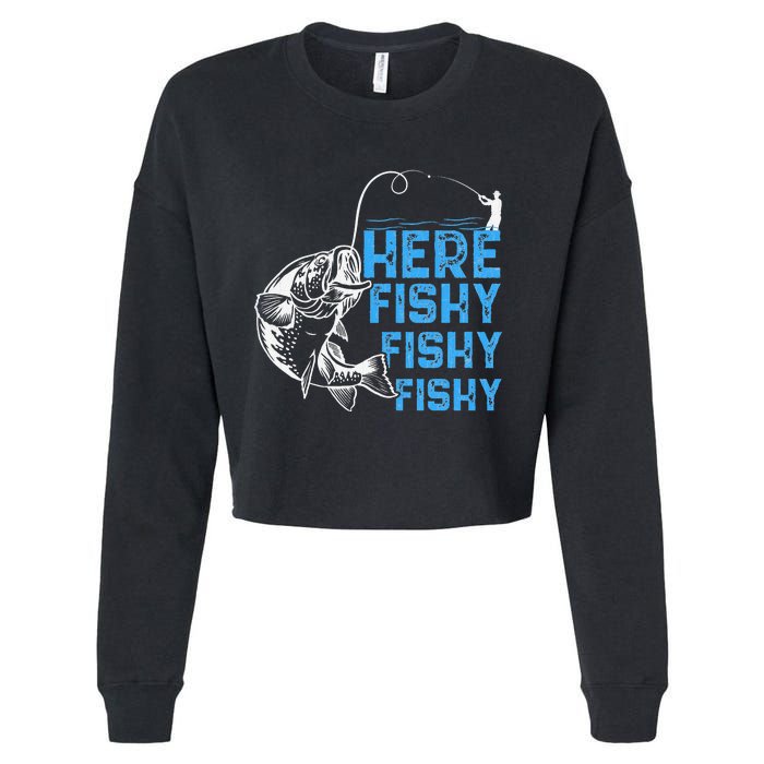 Here Fishy Funny Fishkeeping Aquarist Aquarium Graphic Cropped Pullover Crew