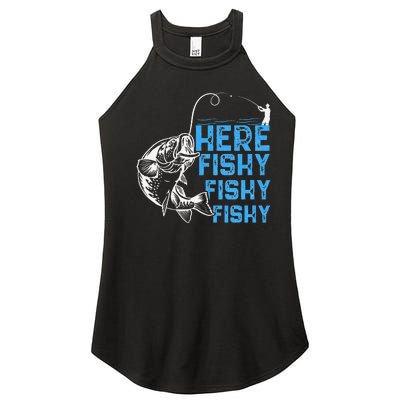 Here Fishy Funny Fishkeeping Aquarist Aquarium Graphic Women's Perfect Tri Rocker Tank