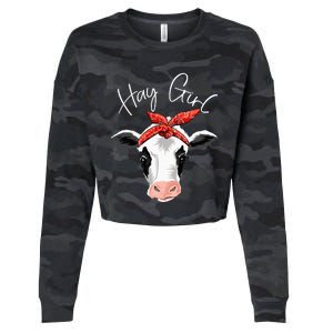 Hay Farmer Funny Cattle Cow Farm Lovers Gift Women Cropped Pullover Crew