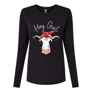 Hay Farmer Funny Cattle Cow Farm Lovers Gift Women Womens Cotton Relaxed Long Sleeve T-Shirt