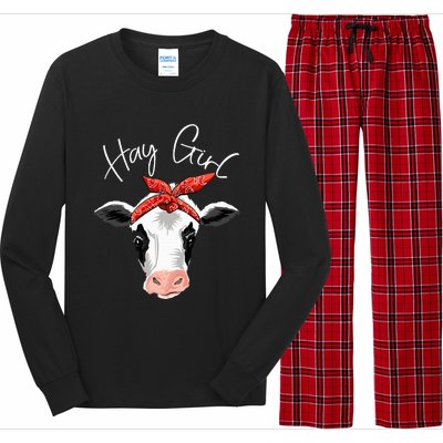 Hay Farmer Funny Cattle Cow Farm Lovers Gift Women Long Sleeve Pajama Set