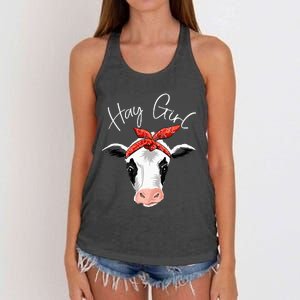 Hay Farmer Funny Cattle Cow Farm Lovers Gift Women Women's Knotted Racerback Tank