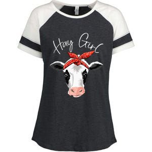 Hay Farmer Funny Cattle Cow Farm Lovers Gift Women Enza Ladies Jersey Colorblock Tee