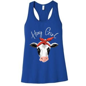 Hay Farmer Funny Cattle Cow Farm Lovers Gift Women Women's Racerback Tank