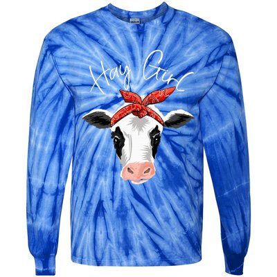 Hay Farmer Funny Cattle Cow Farm Lovers Gift Women Tie-Dye Long Sleeve Shirt