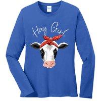 Hay Farmer Funny Cattle Cow Farm Lovers Gift Women Ladies Long Sleeve Shirt