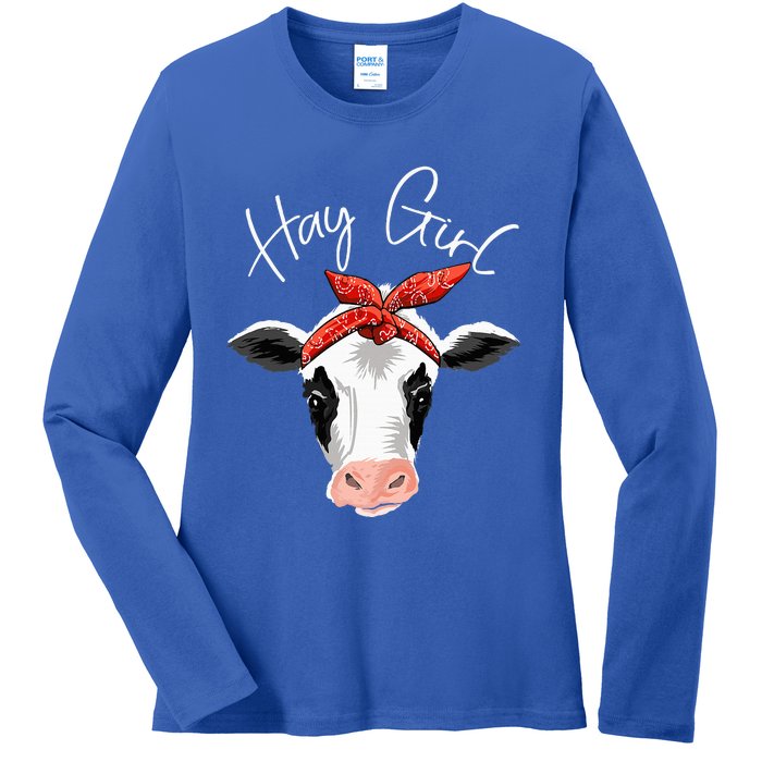 Hay Farmer Funny Cattle Cow Farm Lovers Gift Women Ladies Long Sleeve Shirt