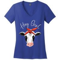 Hay Farmer Funny Cattle Cow Farm Lovers Gift Women Women's V-Neck T-Shirt