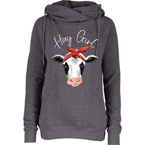 Hay Farmer Funny Cattle Cow Farm Lovers Gift Women Womens Funnel Neck Pullover Hood