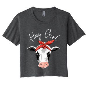 Hay Farmer Funny Cattle Cow Farm Lovers Gift Women Women's Crop Top Tee