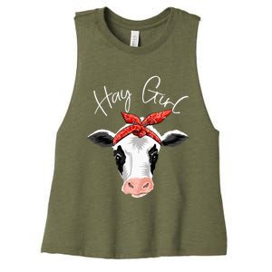 Hay Farmer Funny Cattle Cow Farm Lovers Gift Women Women's Racerback Cropped Tank