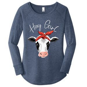 Hay Farmer Funny Cattle Cow Farm Lovers Gift Women Women's Perfect Tri Tunic Long Sleeve Shirt