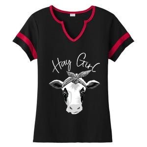 Hay Farmer Funny Cattle Cow Farm Lovers Gift 4897 Ladies Halftime Notch Neck Tee