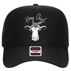 Hay Farmer Funny Cattle Cow Farm Lovers Gift 4897 High Crown Mesh Back Trucker Hat