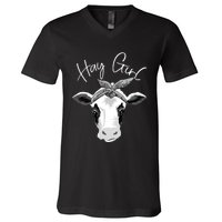 Hay Farmer Funny Cattle Cow Farm Lovers Gift 4897 V-Neck T-Shirt