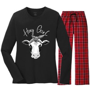 Hay Farmer Funny Cattle Cow Farm Lovers Gift 4897 Women's Long Sleeve Flannel Pajama Set 