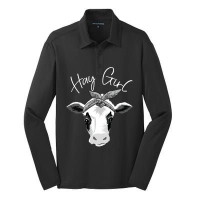 Hay Farmer Funny Cattle Cow Farm Lovers Gift 4897 Silk Touch Performance Long Sleeve Polo