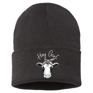 Hay Farmer Funny Cattle Cow Farm Lovers Gift 4897 Sustainable Knit Beanie