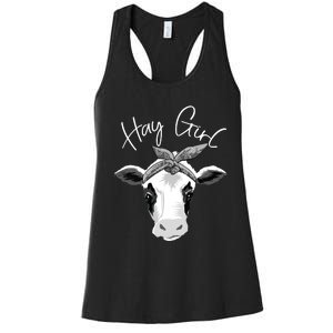 Hay Farmer Funny Cattle Cow Farm Lovers Gift 4897 Women's Racerback Tank