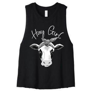 Hay Farmer Funny Cattle Cow Farm Lovers Gift 4897 Women's Racerback Cropped Tank