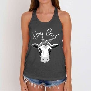 Hay Farmer Funny Cattle Cow Farm Lovers Gift 4897 Women's Knotted Racerback Tank