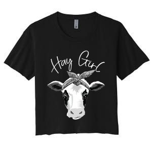 Hay Farmer Funny Cattle Cow Farm Lovers Gift 4897 Women's Crop Top Tee