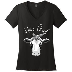 Hay Farmer Funny Cattle Cow Farm Lovers Gift 4897 Women's V-Neck T-Shirt