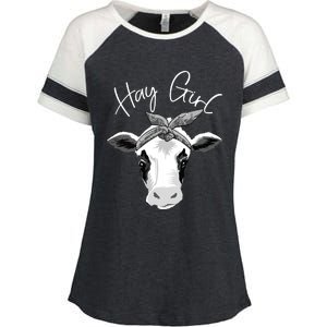 Hay Farmer Funny Cattle Cow Farm Lovers Gift 4897 Enza Ladies Jersey Colorblock Tee