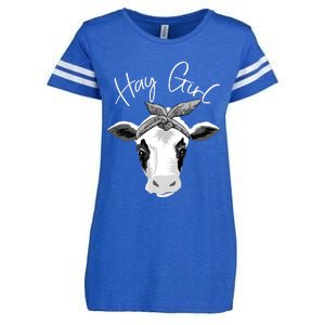 Hay Farmer Funny Cattle Cow Farm Lovers Gift 4897 Enza Ladies Jersey Football T-Shirt