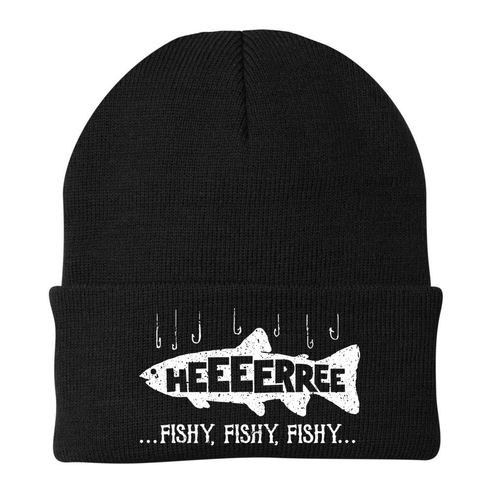 Here Fishy Funny Fish Fishing Lovers Heeeerree Fishy Fishy Beanie