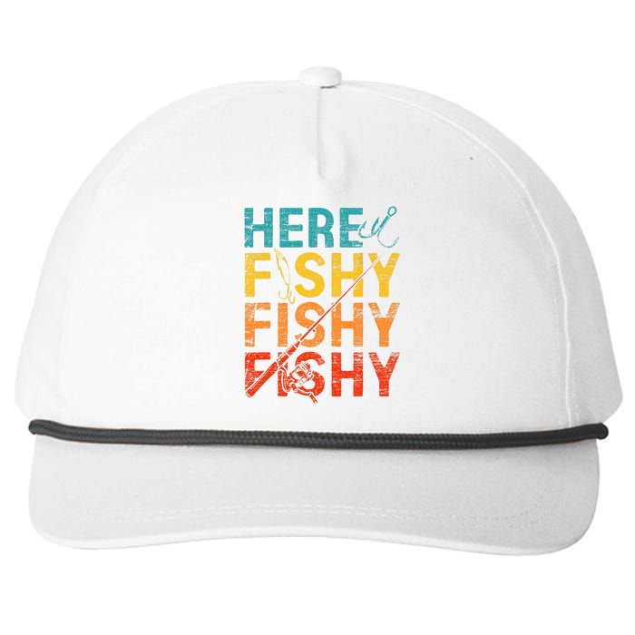 Here Fishy Fishy Fishy Snapback Five-Panel Rope Hat