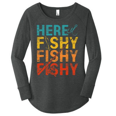 Here Fishy Fishy Fishy Women's Perfect Tri Tunic Long Sleeve Shirt