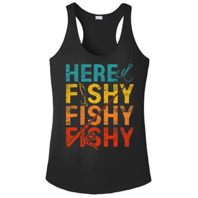 Here Fishy Fishy Fishy Ladies PosiCharge Competitor Racerback Tank