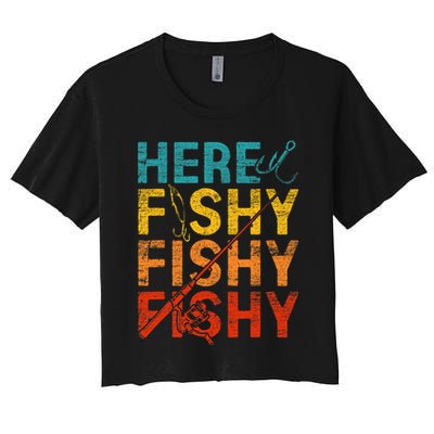 Here Fishy Fishy Fishy Women's Crop Top Tee